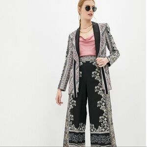 NEW Alice + Olivia Lincoln Print Piped Drawstring Blazer In Dream Castle/ Combo